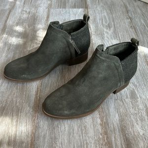 TOMS Green Suede and Wool Bootie